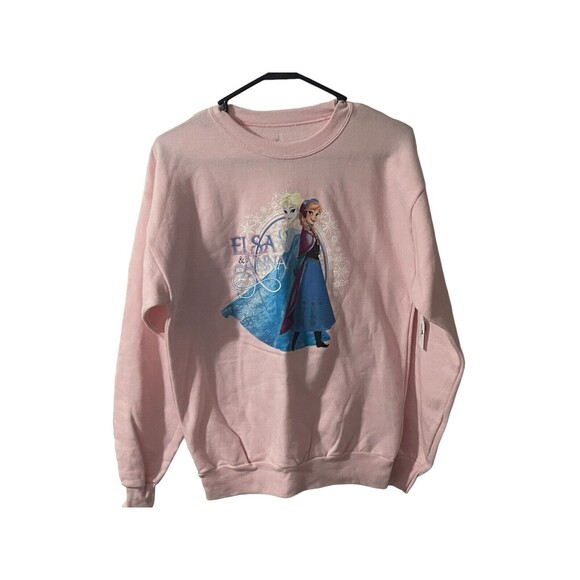 Disney Parks Frozen Elsa Anna Pullover Pink Sweatshirt for Girls X-Large 14-16 - Picture 1 of 16